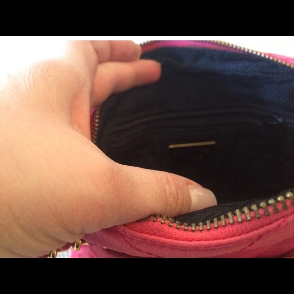 Prada Bag Pink Nylon - Barbie Color with Gold Long Double Chain Straps - Picture 5 of 17